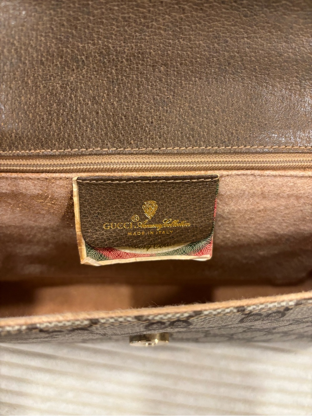 Gucci Beige and Brown GG Monogram Fold-Over Clutch with Gold-Tone Buckle - Picture 2 of 7
